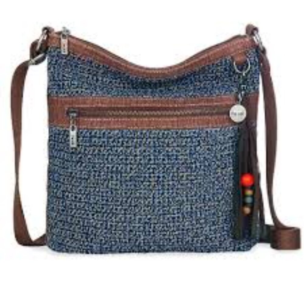 The Sak | Boho Blue & Brown Knit Style Cross Body Shoulder Bag